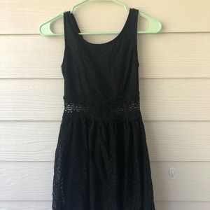 Black mini cut out lace dress
